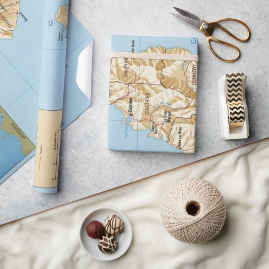 Kaart van Saint Lucia (1991)  Cadeaupapier (Crafts)