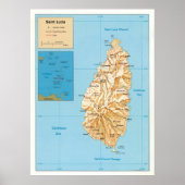 Kaart van Saint Lucia (1991) Poster (Voorkant)