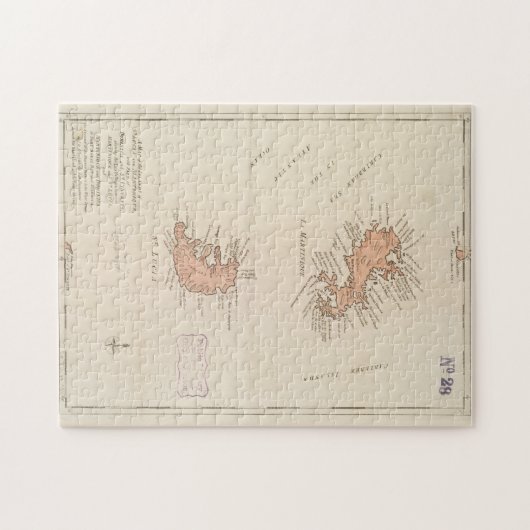 kaart van Saint Lucia en Martinique (1781) Legpuzzel (Horizontaal)