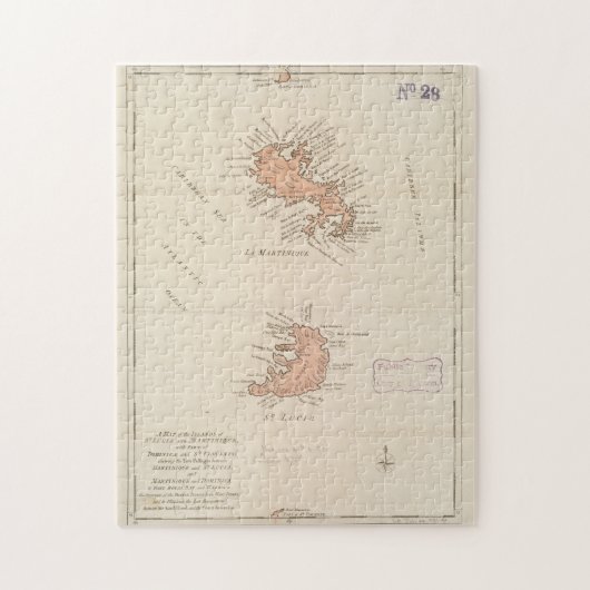 kaart van Saint Lucia en Martinique (1781) Legpuzzel (Verticaal)