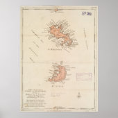  kaart van Saint Lucia en Martinique (1781) Poster (Voorkant)