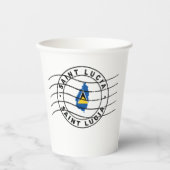 Kaart van Saint Lucia, poststempel Papieren Bekers (Voorkant)