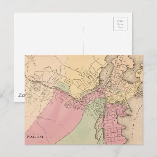  kaart van Salem Massachusetts (1871) (Voorkant / Achterkant)