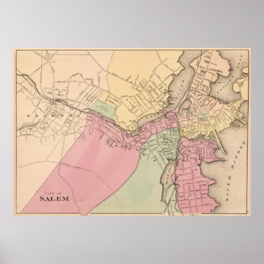  kaart van Salem Massachusetts (1871) Poster (Voorkant)