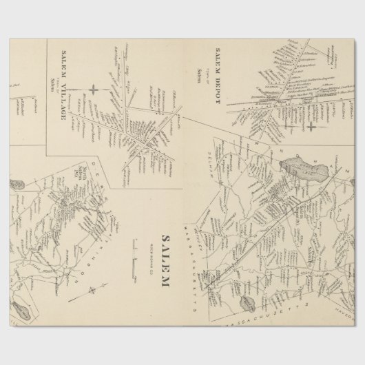  kaart van Salem Massachusetts (1892) Cadeaupapier (Zoom)