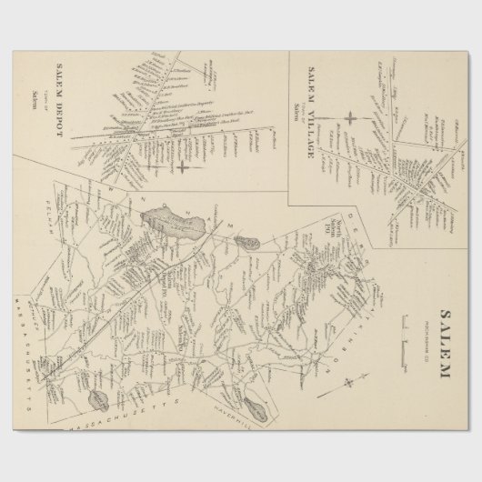  kaart van Salem Massachusetts (1892) Cadeaupapier (Vlak)