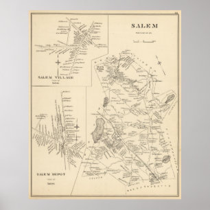  kaart van Salem Massachusetts (1892) Poster