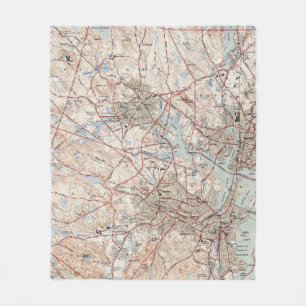 kaart van Salem Massachusetts (1942) Fleece Deken