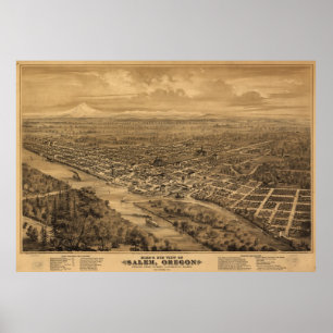  kaart van Salem Oregon (1876) Poster