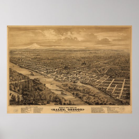  kaart van Salem Oregon (1876) Poster (Voorkant)