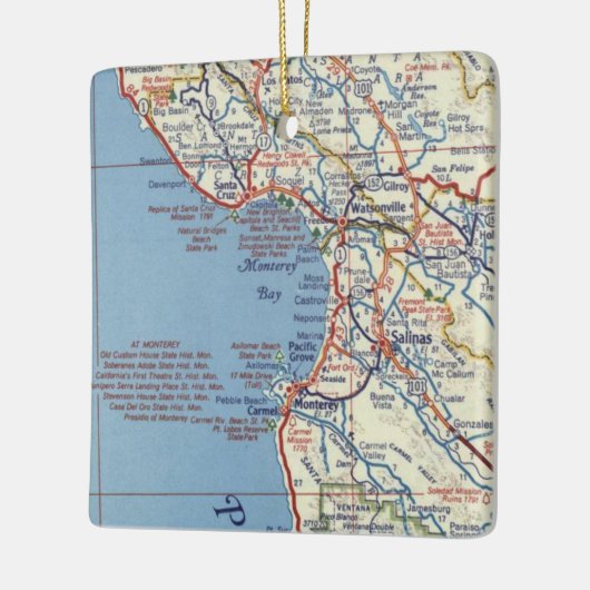  kaart van Salinas CA Keramisch Ornament (Links)