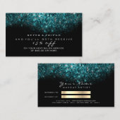 Kaart van Salon Referral Glitter Gold Blauwgroen O (Voorkant / Achterkant)