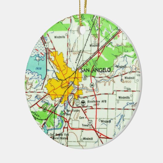  kaart van San Angelo Keramisch Ornament (Links)