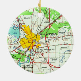  kaart van San Angelo Keramisch Ornament