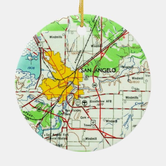  kaart van San Angelo Keramisch Ornament (Achterkant)