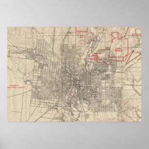 kaart van San Antonio Texas (1903) Poster