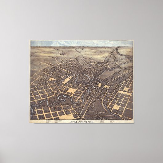 kaart van San Antonio TX (1873) Canvas Afdruk (Voorkant)