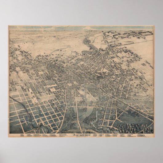 kaart van San Antonio TX (1886) Poster (Voorkant)