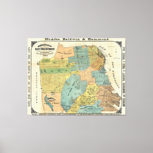  kaart van San Francisco (1890) Canvas Afdruk (Voorkant)