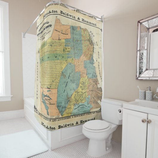  kaart van San Francisco (1890) Douchegordijn (In situ)