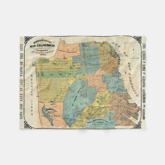  kaart van San Francisco (1890) Fleece Deken (Voorkant (Horizontaal))