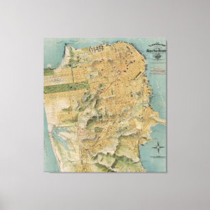 kaart van San Francisco (1915) Canvas Afdruk