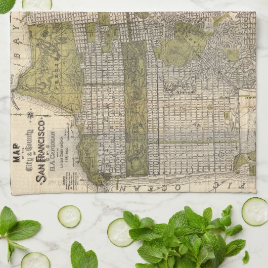  kaart van San Francisco (1932) Theedoek (Gevouwen)