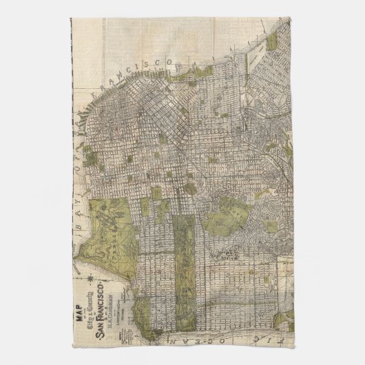  kaart van San Francisco (1932) Theedoek (Verticaal)