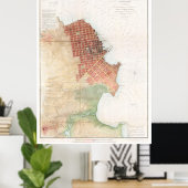 kaart van San Francisco CA (1853) Poster (Thuiskantoor)