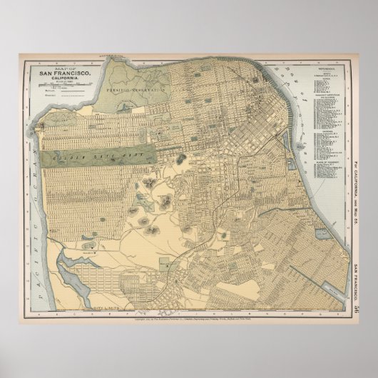 kaart van San Francisco CA (1891) Poster (Voorkant)