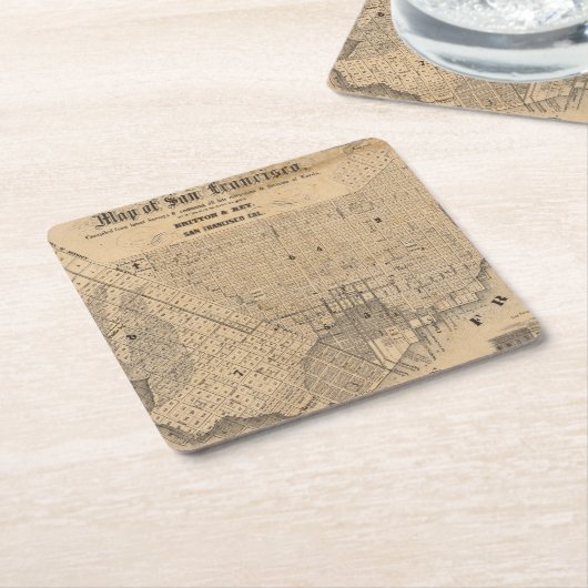 Kaart van San Francisco Kartonnen Onderzetters (Schuin)
