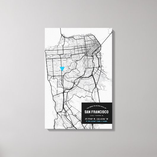 Kaart van San Francisco + Mark Your Location Canvas Afdruk (Voorkant)