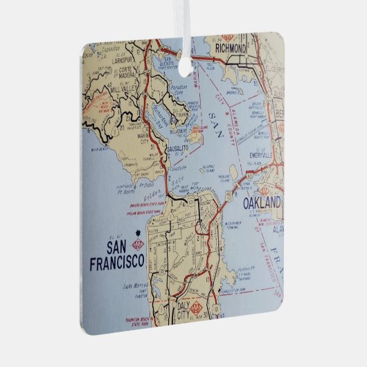 Kaart van San Francisco Metalen Ornament (Voorkant Rechts)