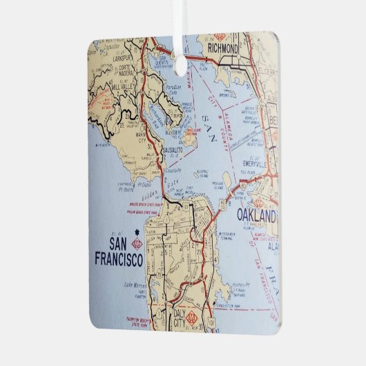 Kaart van San Francisco Metalen Ornament (Voorkant links)