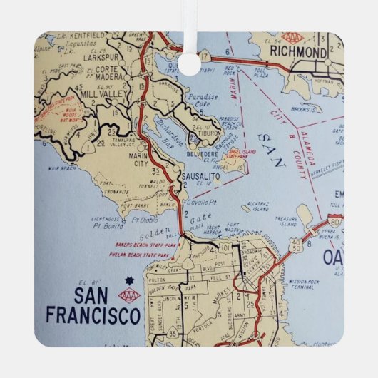 Kaart van San Francisco Metalen Ornament (Achterkant)