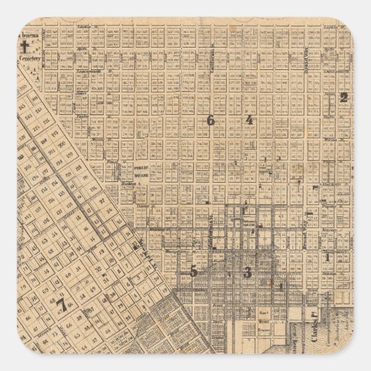 Kaart van San Francisco Vierkante Sticker (Voorkant)