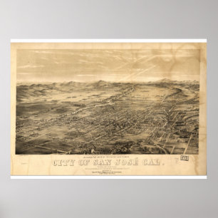  kaart van San Jose, 1869 Poster