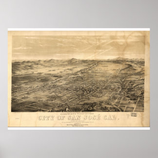  kaart van San Jose, 1869 Poster