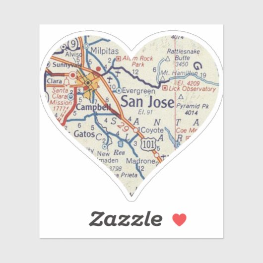 Kaart van San Jose Sticker (Vel)
