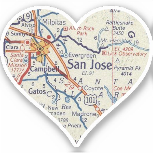 Kaart van San Jose Sticker (Voorkant)