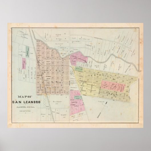  kaart van San Leandro CA (1878) Poster (Voorkant)