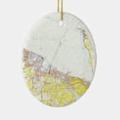  kaart van Sandy Hook NJ (1954) Keramisch Ornament (Rechts)