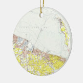  kaart van Sandy Hook NJ (1954) Keramisch Ornament (Links)