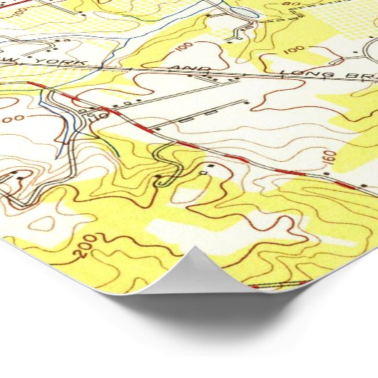  kaart van Sandy Hook NJ (1954) Poster (Hoek)