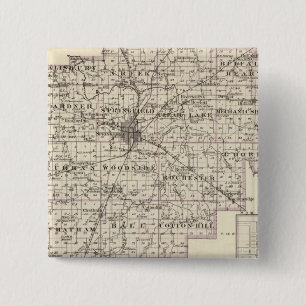 Kaart van Sangamon County en Taylorville Vierkante Button 5,1 Cm