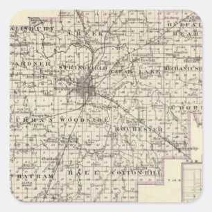 Kaart van Sangamon County en Taylorville Vierkante Sticker