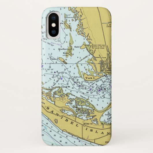  kaart van Sanibel Island Florida Case-Mate iPhone Case (Achterkant)