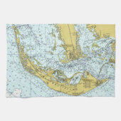 kaart van Sanibel Island, Florida Theedoek (Horizontaal)