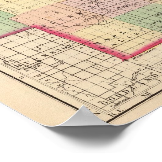 Kaart van Sanilac County, Michigan Poster (Hoek)