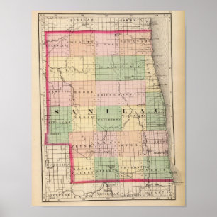 Kaart van Sanilac County, Michigan Poster